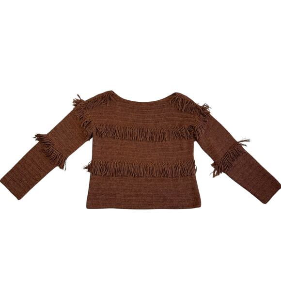 Ulla Johnson Baby Alpaca Brown Fringe Boho Sweater Small - Picture 5 of 7